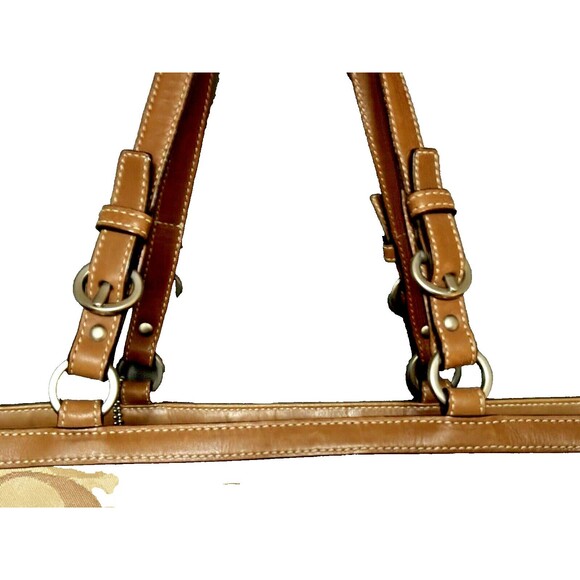 Coach Signature Canvas Leather Brown XL Diaper Bag Shoulder Weekend Work Tote - Picture 7 of 11